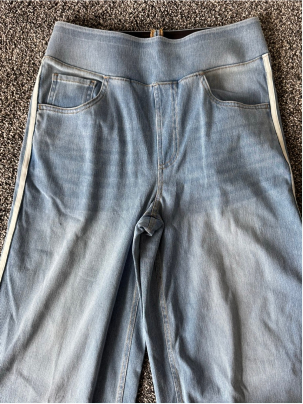Halara Flex™ High Waisted Stripe Wide Leg Flowy Washed Casual Jeans Light Blue M - Picture 8 of 14